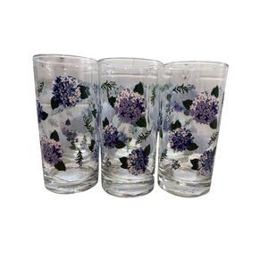 Set of 6 Blue Hydrangea Cooler Glasses – 16.3 oz